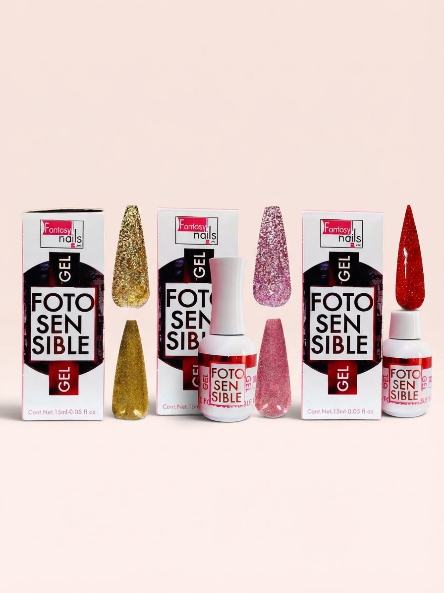 Gel Fotosensible Dorado, Rosa y Rojo